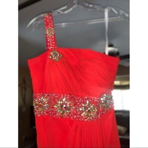 Red/orange “Cinderella” prom dress